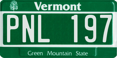 VT license plate PNL197