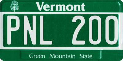 VT license plate PNL200