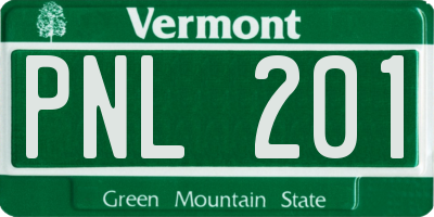 VT license plate PNL201