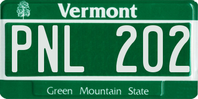 VT license plate PNL202