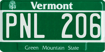 VT license plate PNL206