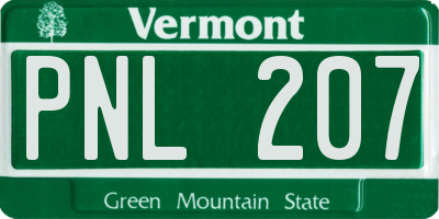 VT license plate PNL207