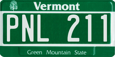 VT license plate PNL211