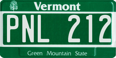 VT license plate PNL212