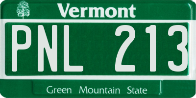 VT license plate PNL213