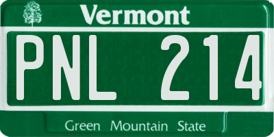 VT license plate PNL214