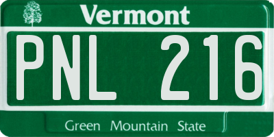 VT license plate PNL216