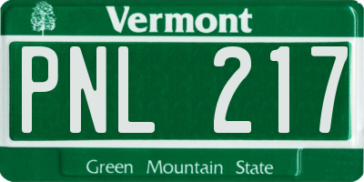 VT license plate PNL217