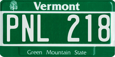 VT license plate PNL218