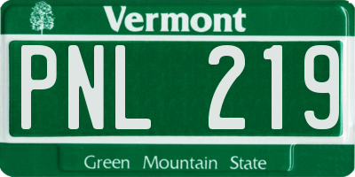 VT license plate PNL219