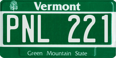 VT license plate PNL221