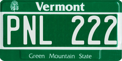 VT license plate PNL222