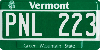 VT license plate PNL223