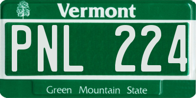 VT license plate PNL224