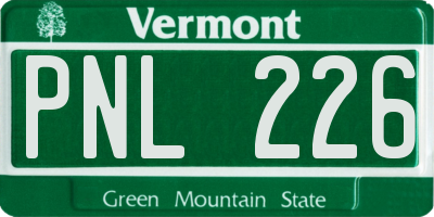 VT license plate PNL226