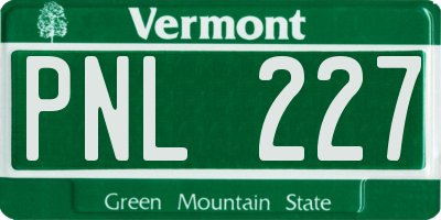 VT license plate PNL227