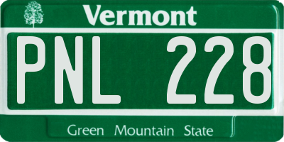 VT license plate PNL228