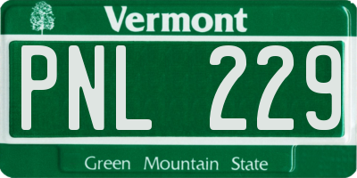 VT license plate PNL229
