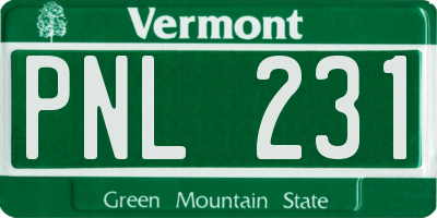 VT license plate PNL231