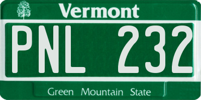 VT license plate PNL232