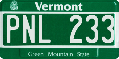VT license plate PNL233