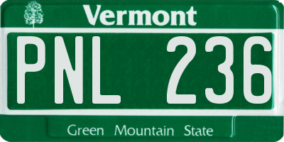 VT license plate PNL236