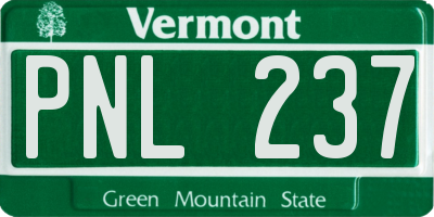 VT license plate PNL237