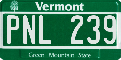 VT license plate PNL239
