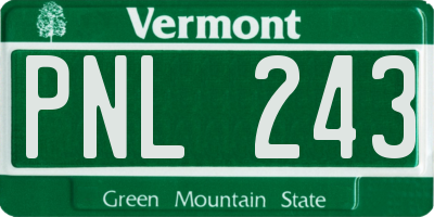 VT license plate PNL243