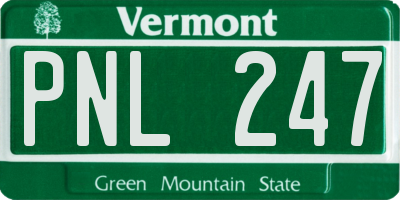 VT license plate PNL247