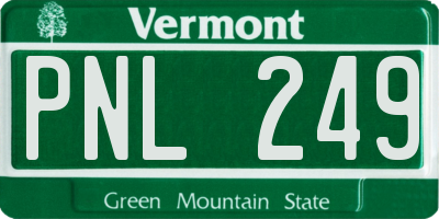 VT license plate PNL249