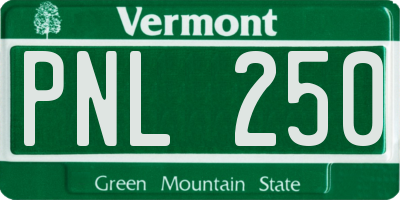 VT license plate PNL250