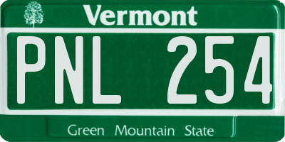 VT license plate PNL254