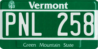 VT license plate PNL258