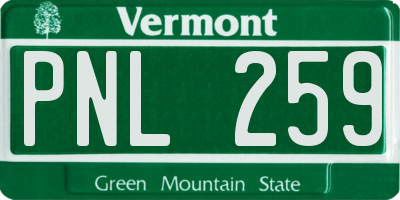 VT license plate PNL259