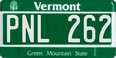 VT license plate PNL262
