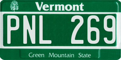 VT license plate PNL269