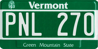VT license plate PNL270