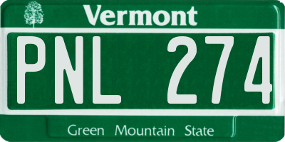 VT license plate PNL274