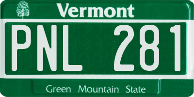 VT license plate PNL281