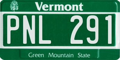 VT license plate PNL291