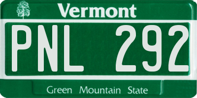 VT license plate PNL292