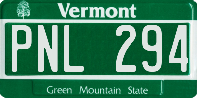 VT license plate PNL294