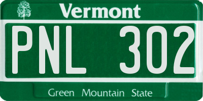 VT license plate PNL302