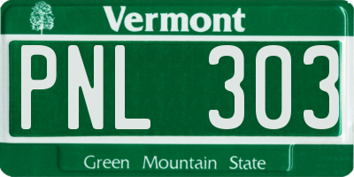 VT license plate PNL303