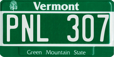 VT license plate PNL307