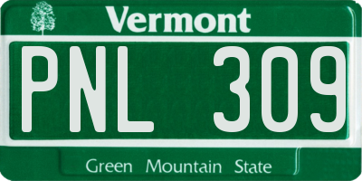 VT license plate PNL309