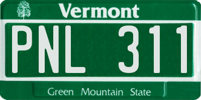 VT license plate PNL311