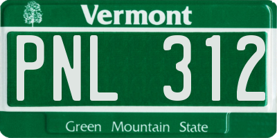 VT license plate PNL312