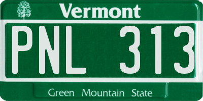 VT license plate PNL313